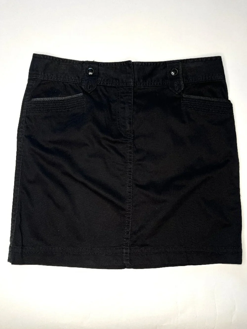 Ann Taylor Loft Black Mini Skirt Size 6 Utility Street Wear Cotton Pockets